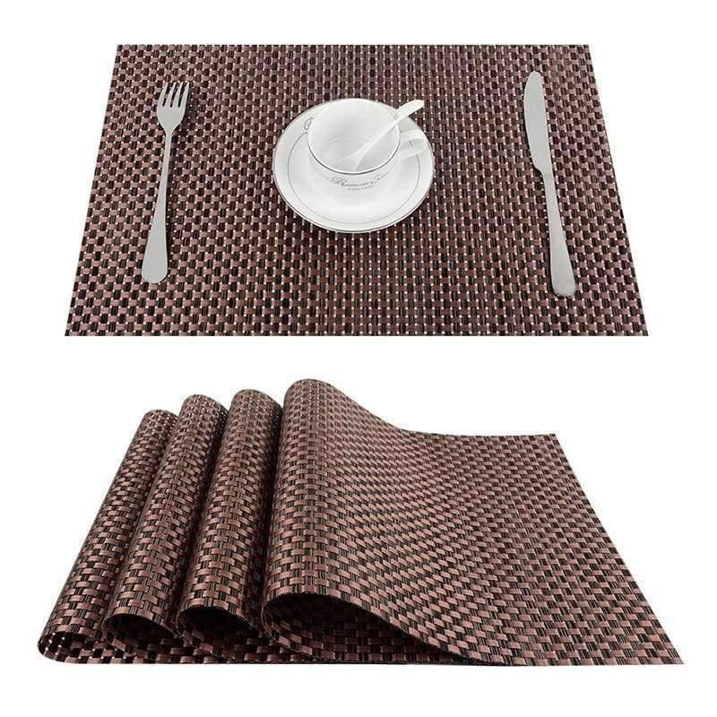 Planet Gates Black Set of 4 PVC Cross Weave Placemats for Dining Table Runner Linen Place Mat in Kitchen Accessories Cup Coaster Pad