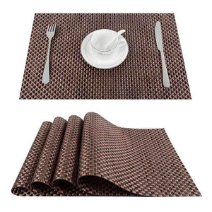 Planet Gates Black Set of 4 PVC Cross Weave Placemats for Dining Table Runner Linen Place Mat in Kitchen Accessories Cup Coaster Pad