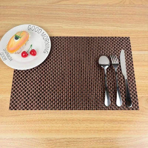 Planet Gates Black Set of 4 PVC Cross Weave Placemats for Dining Table Runner Linen Place Mat in Kitchen Accessories Cup Coaster Pad