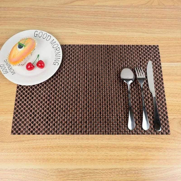 Planet Gates Black Set of 4 PVC Cross Weave Placemats for Dining Table Runner Linen Place Mat in Kitchen Accessories Cup Coaster Pad