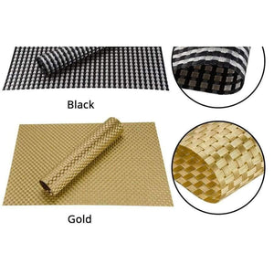 Planet Gates Black Set of 4 PVC Cross Weave Placemats for Dining Table Runner Linen Place Mat in Kitchen Accessories Cup Coaster Pad