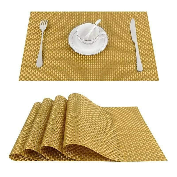 Planet Gates Black Set of 4 PVC Cross Weave Placemats for Dining Table Runner Linen Place Mat in Kitchen Accessories Cup Coaster Pad