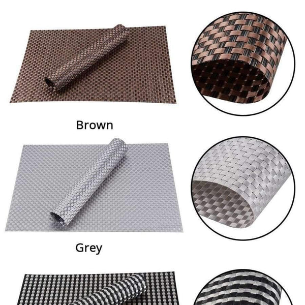 Planet Gates Black Set of 4 PVC Cross Weave Placemats for Dining Table Runner Linen Place Mat in Kitchen Accessories Cup Coaster Pad