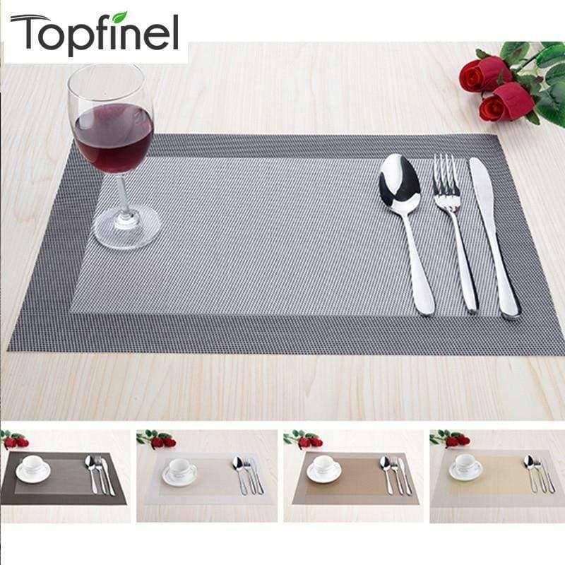 Planet Gates Black Set of 8 PVC Decorative Vinyl Placemats for Dining Table Runner Linen Place Mat in Kitchen Accessories Cup Coaster Pad