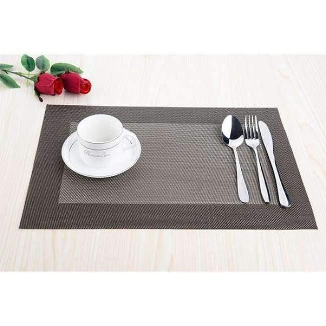 Planet Gates Black Set of 8 PVC Decorative Vinyl Placemats for Dining Table Runner Linen Place Mat in Kitchen Accessories Cup Coaster Pad
