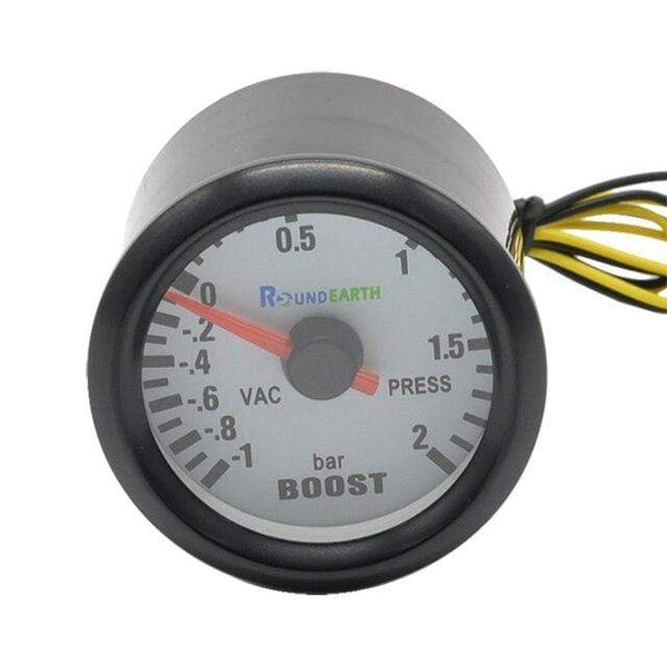 Planet Gates Black shell Round Earth 52mm Blue Light Auto Car Turbo Boost Gauge Turbin -1~2 Bar Pointer Clock Vacuumd Instrument Meter Pods Free Shipping