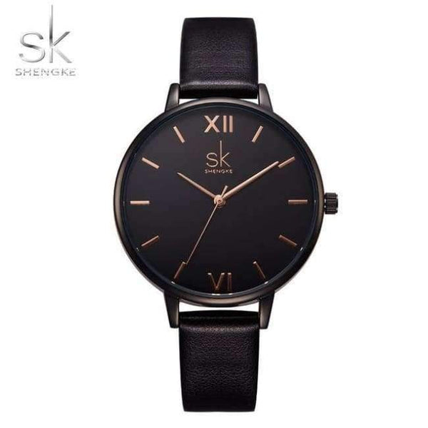 Planet Gates black Shengke Top Brand Fashion Ladies Watches Leather Female Quartz Watch Women Thin Casual Strap Watch Reloj Mujer Marble Dial SK
