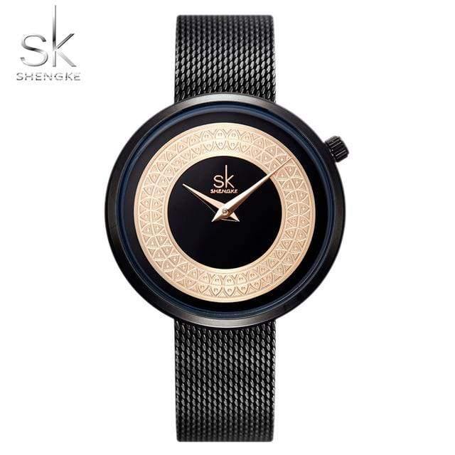 Planet Gates Shengke Women Watches Women Fashion Clock Vintage Design Ladies Watch Luxury Brand Classical Gold Metal Slice Zegarek Damski