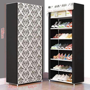 Planet Gates black Shoe rack 8-layer 7-grid Non-woven fabrics large shoes rack stand removable shoe storage for home Living room furniture