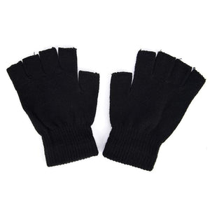Planet Gates Black Short Half Finger Fingerless Wool Knit Wrist Glove Winter Warm Workout For Women And Men