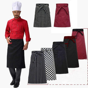 Planet Gates black short / One Size Chef Uniforms Women Dress Restaurant Kitchen Wear Men Clothes Waterproof Oil-proof with Pocket Cafe Waitress Cook Chef Aprons