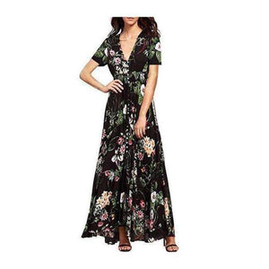 Planet Gates Black Short / S Brand Long Maxi Dress Print Plus Size Sexy Casual Summer Beach Clothes Women Vestidos Render Elegant Robe Boho Party Club Dress