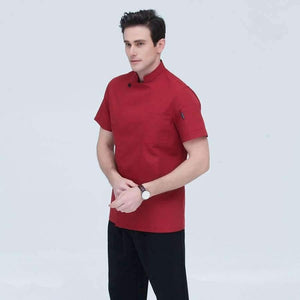 Planet Gates Black Short-sleeve Chef Uniforms Restaurant Hotel Chef Jacket Kitchen Cook Suit Man Woman Kitchen Work Clothes Overalls Blue Red