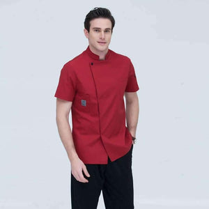 Planet Gates Black Short-sleeve Chef Uniforms Restaurant Hotel Chef Jacket Kitchen Cook Suit Man Woman Kitchen Work Clothes Overalls Blue Red