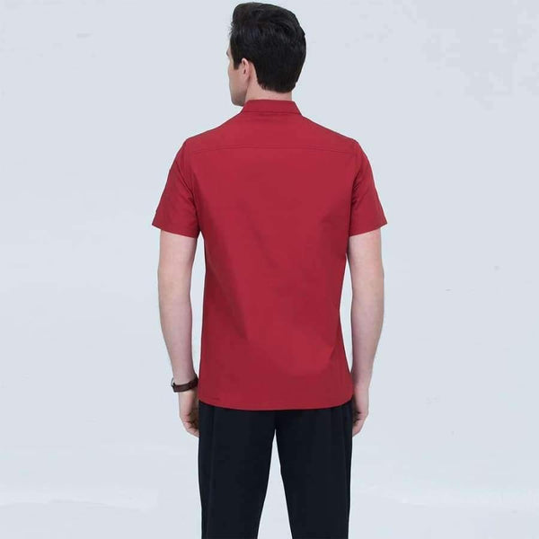 Planet Gates Black Short-sleeve Chef Uniforms Restaurant Hotel Chef Jacket Kitchen Cook Suit Man Woman Kitchen Work Clothes Overalls Blue Red