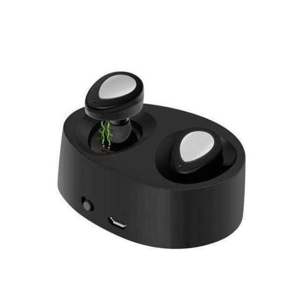 Planet Gates Black Silver Bluetooth Earphones True Wireless Earbuds Mini Stereo Music Headsets Hands-free With Mic Charging Box for Phones