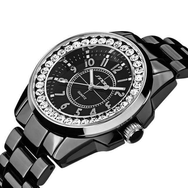 Planet Gates Black Silver Fashion Watch Woman Ladies Gold Diamond relogio feminino Dress Clock female relojes mujer New