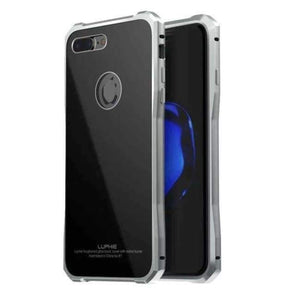 Planet Gates black silver / for iphone 7 iPhone 7 Case  Luxury Aluminum Metal Frame + Tempered Backplane Back Cover For iPhone 7plus Phone Case JS0021