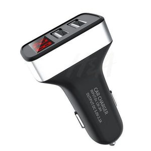 Planet Gates Black-Silver H&A Dual USB Car Charger With LED Display Universal Phone Car-Charger for Samsung S8 S9 iPhone xs max 7 8 X Plus Quick Charger