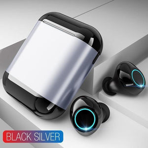 Planet Gates Black Silver TOMKAS Bluetooth Headphones TWS Earbuds Wireless Bluetooth Earphones Stereo Headset Bluetooth Earphone With Mic and Charging Box
