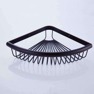 Planet Gates Black Single Bathroom Shelves Pure Copper Corner Triangle Basket Single Double Layer With Hooks Cosmetic Rack Shower Shampoo Accessorie