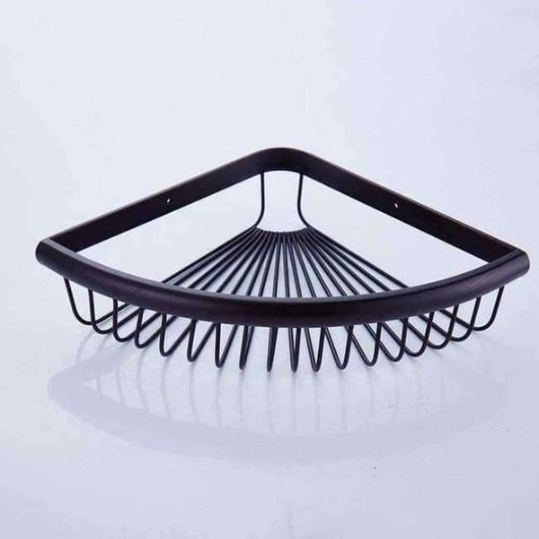 Planet Gates Black Single Bathroom Shelves Pure Copper Corner Triangle Basket Single Double Layer With Hooks Cosmetic Rack Shower Shampoo Accessorie