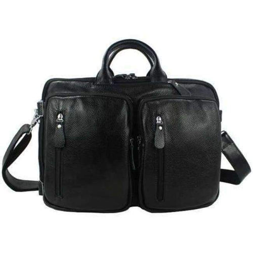 Planet Gates Black Size L Fashion Multi-Function Full Grain Genuine Leather Travel Bag Men's Leather Luggage Travel Bag Duffle Bag Large Tote Weekend Bag