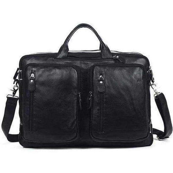 Planet Gates Black Size XL Fashion Multi-Function Full Grain Genuine Leather Travel Bag Men's Leather Luggage Travel Bag Duffle Bag Large Tote Weekend Bag