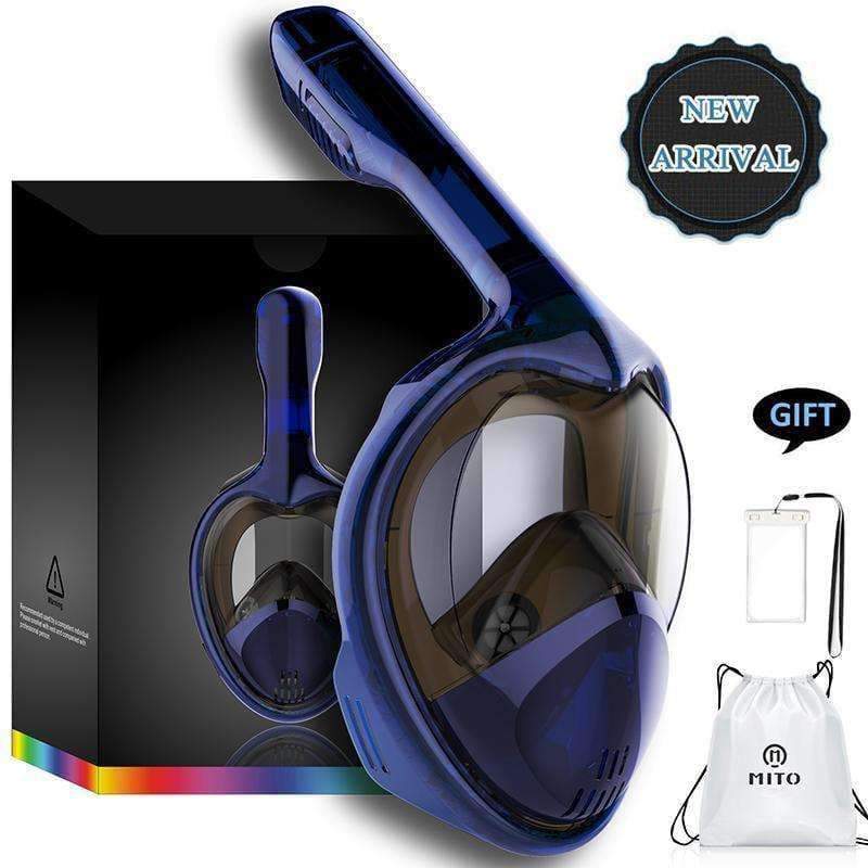 Planet Gates Black SM Full Face Snorkeling Masks Panoramic View Anti-fog Anti-Leak Swimming Snorkel Scuba Underwater Diving Mask GoPro Compatible