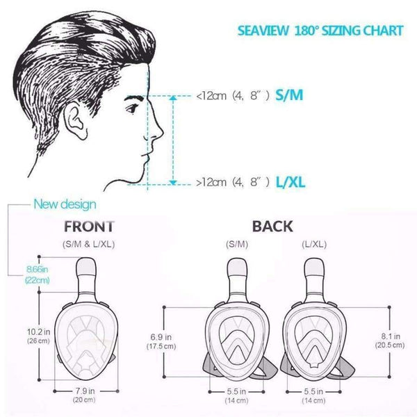 Planet Gates Black SM Full Face Snorkeling Masks Panoramic View Anti-fog Anti-Leak Swimming Snorkel Scuba Underwater Diving Mask GoPro Compatible