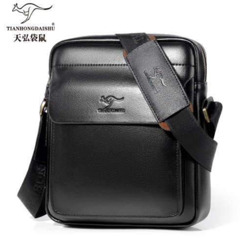 Planet Gates Black / small size Leather shoulder Messenger Bag Men's Crossbody male vintage crossbody ipad Laptop briefcase Messenger Bags