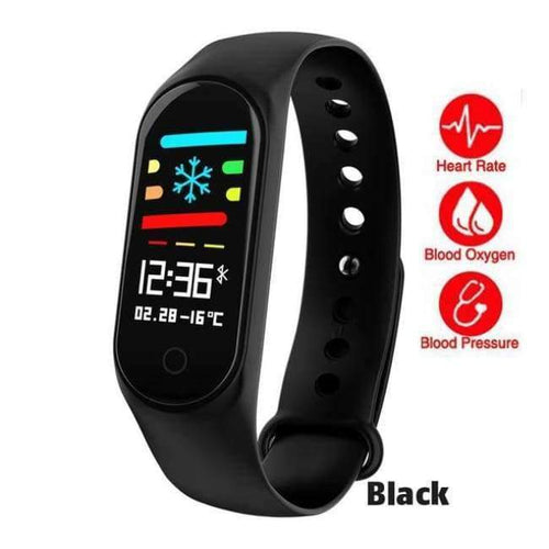 Planet Gates Black Smart Bracelet Color Screen Fitness Tracker IP67 Waterproof Blood Pressure Heart Rate Monitor Smart Band For Android IOS