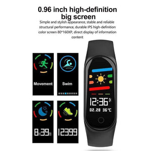 Planet Gates Black Smart Bracelet Color Screen Fitness Tracker IP67 Waterproof Blood Pressure Heart Rate Monitor Smart Band For Android IOS