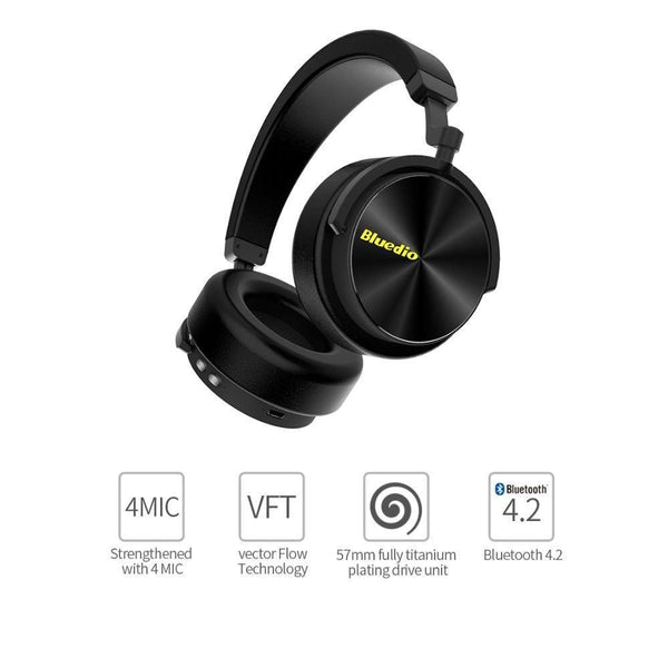 Planet Gates Black / Spain Bluedio T5 Active Noise Cancelling Wireless Bluetooth Headphones Portable Headset with microphone for phones and music