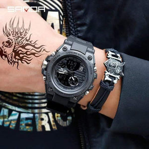 Planet Gates Black Sports Men's Watches Top Brand Luxury Military Quartz Watch Men Waterproof S Shock Clock relogio masculino