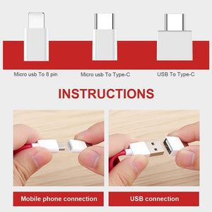 Planet Gates Black Spring Telescopic Data Cable Universal Mobile Phone Charging Adapter Spring Charging Cable For Apple Type-C Android usb