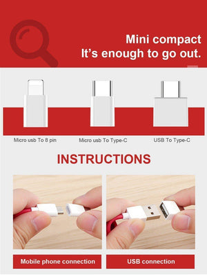 Planet Gates Black Spring Telescopic Data Cable Universal Mobile Phone Charging Adapter Spring Charging Cable For Apple Type-C Android usb