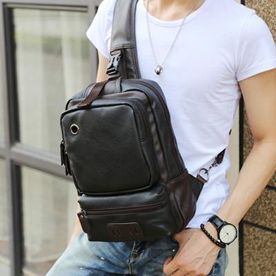 Planet Gates Black / Standard Size Men's Shoulder Bag Vintage Men Crossbody Bag Men Chest Bags Casual Fashion PU Leather Men Messenger Bag
