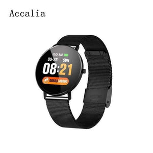 Planet Gates black steel Smart watch Full Screen Touch GPS Tracker Heart rate Blood Pressure Monitor Smart Wristband Sport Smart bracelet