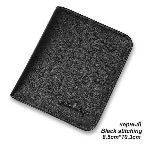 Planet Gates Black stitching / China Men Wallets Black Genuine Leather Purse For Men Business Card Holder Men's Wallet Mini N4429