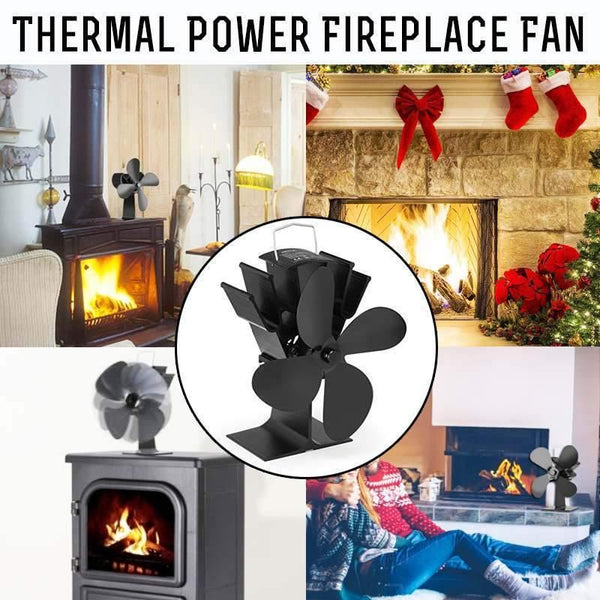 Black Stove Fan 4 Blade Fireplace Fan Heat Powered komin Wood Burner Eco Fan Friendly Quiet  Home Efficient Heat Distribution