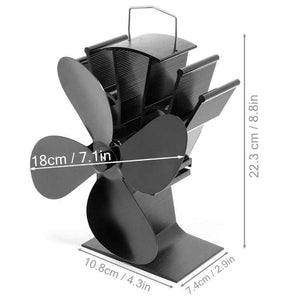 Black Stove Fan 4 Blade Fireplace Fan Heat Powered komin Wood Burner Eco Fan Friendly Quiet  Home Efficient Heat Distribution