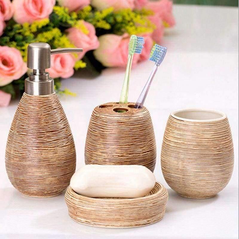 Planet Gates Black Straw pattern bathroom bath gift sets creative home 4pcs/set Home accessories home bath products
