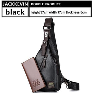 Planet Gates black suit / 37x17x5cm Quality Assurance CHEST BAG MEN Anti-theft Magnetic Clasp Leather Bag Messenger Bag Fashion Men's Bags