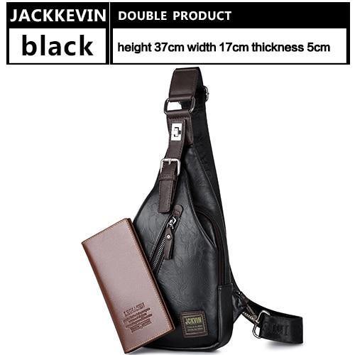 Planet Gates black suit / 37x17x5cm Quality Assurance CHEST BAG MEN Anti-theft Magnetic Clasp Leather Bag Messenger Bag Fashion Men's Bags