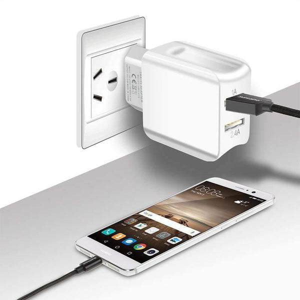 Planet Gates Black Suntaiho Universal Dual USB Port Charger Travel Wall Charger Adapter Smart Mobile Phone Charger for iPhone/Samsung/Xiaomi /iPad