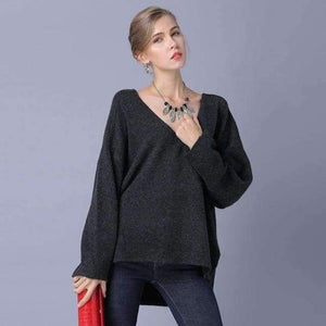Planet Gates Black Sweaters / One Size Autumn Winter Women Knitted Sweaters Long Sleeve Female Pullovers Casual Loose Khaki Black Plus Size Sexy Sweaters