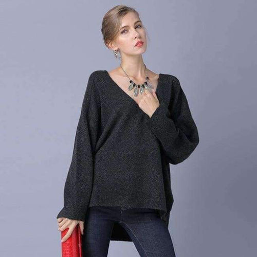 Planet Gates Black Sweaters / One Size Autumn Winter Women Knitted Sweaters Long Sleeve Female Pullovers Casual Loose Khaki Black Plus Size Sexy Sweaters
