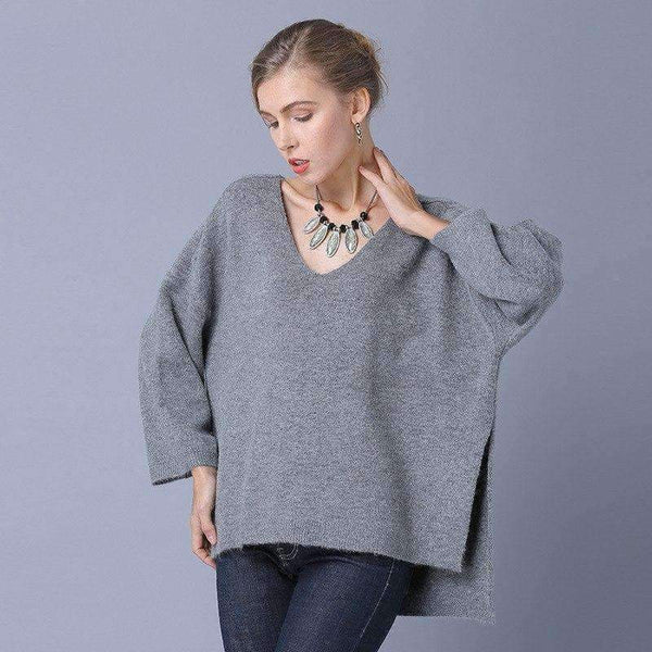 Planet Gates Black Sweaters / One Size Autumn Winter Women Knitted Sweaters Long Sleeve Female Pullovers Casual Loose Khaki Black Plus Size Sexy Sweaters