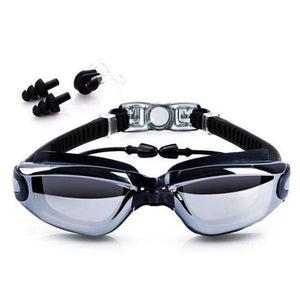 Planet Gates Black Swimming goggles HD Anti-Fog 100% UV Protection Swim Glasses with  Earplugs &Nose clips Case for Adult Kids in Swimming pool